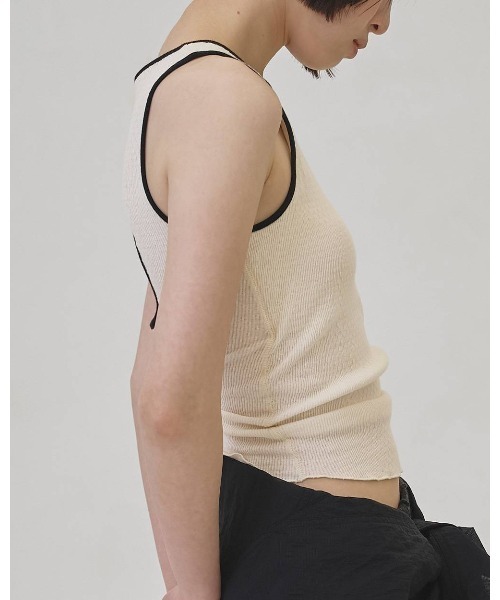 TODAYFUL（トゥデイフル）の「Cupin Piping Tanktop 12610615（タンクトップ・レディース・ネイビー/ライトブルー/オフホワイト/ベージュ・FREE）」の10枚目の写真