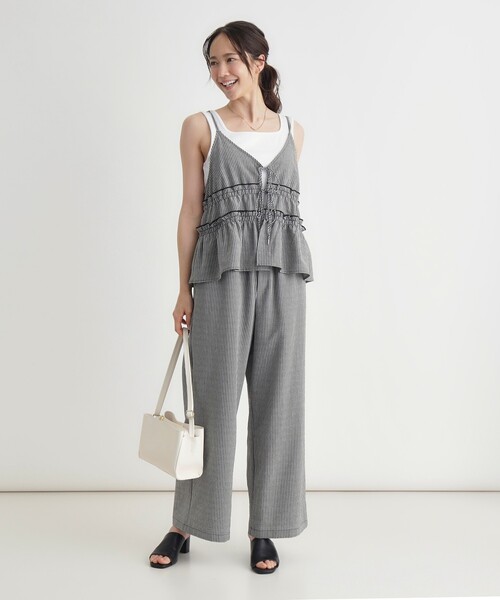 HONEYSUCKLE ROSE(ハニーサックルローズ)の「ギンガムチェックセットアップ(セットアップ・レディース・ホワイト系2/ダークブラウン系1・04/05)」の1枚目の写真