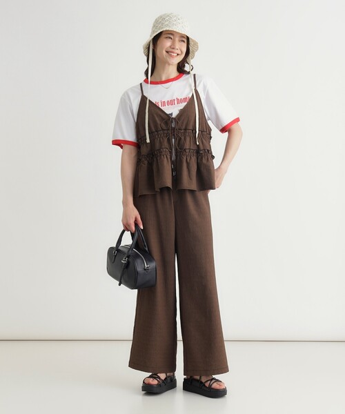 HONEYSUCKLE ROSE(ハニーサックルローズ)の「ギンガムチェックセットアップ(セットアップ・レディース・ホワイト系2/ダークブラウン系1・04/05)」の2枚目の写真