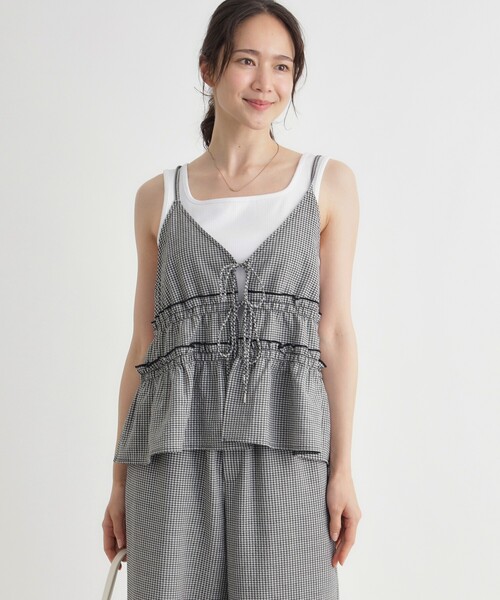 HONEYSUCKLE ROSE(ハニーサックルローズ)の「ギンガムチェックセットアップ(セットアップ・レディース・ホワイト系2/ダークブラウン系1・04/05)」の3枚目の写真