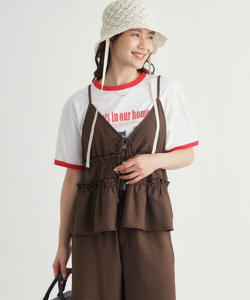 HONEYSUCKLE ROSE(ハニーサックルローズ)の「ギンガムチェックセットアップ(セットアップ・レディース・ホワイト系2/ダークブラウン系1・04/05)」の6枚目の写真
