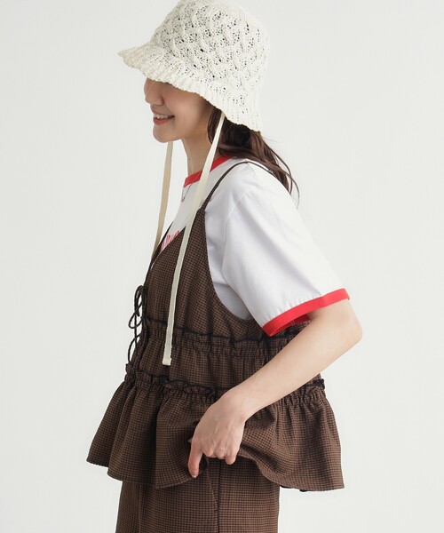 HONEYSUCKLE ROSE(ハニーサックルローズ)の「ギンガムチェックセットアップ(セットアップ・レディース・ホワイト系2/ダークブラウン系1・04/05)」の7枚目の写真