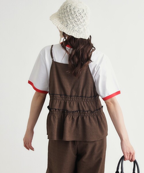 HONEYSUCKLE ROSE(ハニーサックルローズ)の「ギンガムチェックセットアップ(セットアップ・レディース・ホワイト系2/ダークブラウン系1・04/05)」の8枚目の写真
