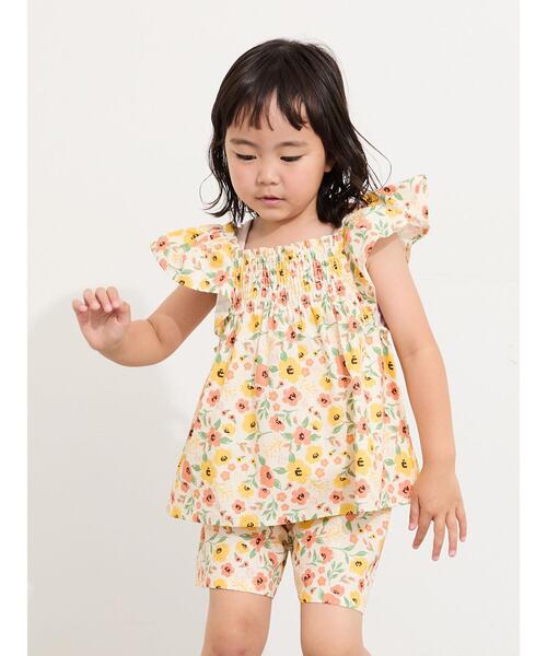 Samansa Mos2 Lagom(サマンサモスモスラーゴム)の「☆シャーリング花柄ブラウス(セットアップ可)(シャツ/ブラウス・キッズ・オフホワイト/ネイビー・100/110/120/95/130)」の5枚目の写真
