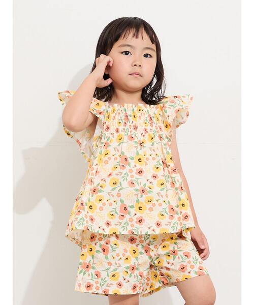 Samansa Mos2 Lagom(サマンサモスモスラーゴム)の「☆シャーリング花柄ブラウス(セットアップ可)(シャツ/ブラウス・キッズ・オフホワイト/ネイビー・100/110/120/95/130)」の6枚目の写真