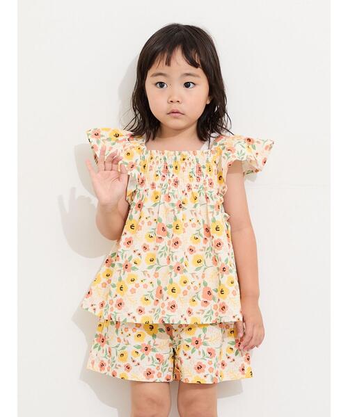 Samansa Mos2 Lagom(サマンサモスモスラーゴム)の「☆シャーリング花柄ブラウス(セットアップ可)(シャツ/ブラウス・キッズ・オフホワイト/ネイビー・100/110/120/95/130)」の7枚目の写真