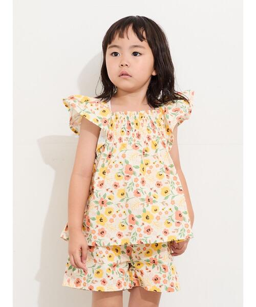 Samansa Mos2 Lagom(サマンサモスモスラーゴム)の「☆シャーリング花柄ブラウス(セットアップ可)(シャツ/ブラウス・キッズ・オフホワイト/ネイビー・100/110/120/95/130)」の8枚目の写真