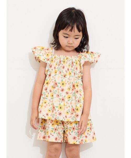 Samansa Mos2 Lagom(サマンサモスモスラーゴム)の「☆シャーリング花柄ブラウス(セットアップ可)(シャツ/ブラウス・キッズ・オフホワイト/ネイビー・100/110/120/95/130)」の9枚目の写真