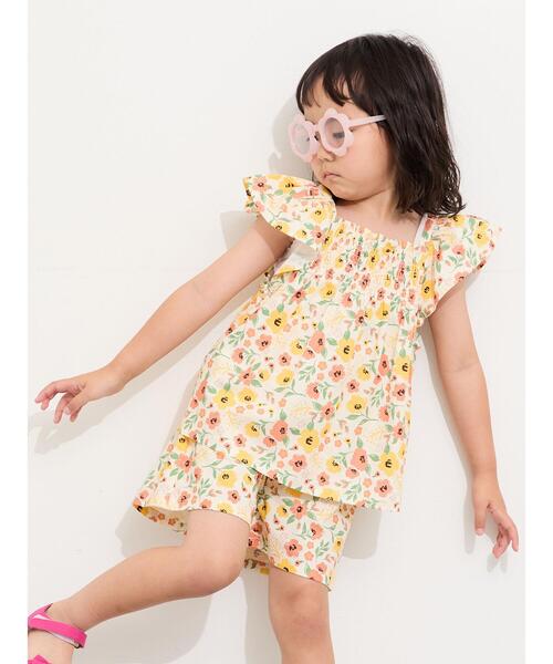 Samansa Mos2 Lagom(サマンサモスモスラーゴム)の「☆シャーリング花柄ブラウス(セットアップ可)(シャツ/ブラウス・キッズ・オフホワイト/ネイビー・100/110/120/95/130)」の10枚目の写真