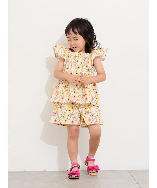 Samansa Mos2 Lagom(サマンサモスモスラーゴム)の「☆シャーリング花柄ブラウス(セットアップ可)(シャツ/ブラウス・キッズ・オフホワイト/ネイビー・100/110/120/95/130)」の13枚目の写真