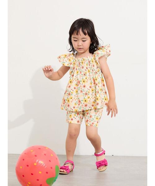 Samansa Mos2 Lagom(サマンサモスモスラーゴム)の「☆シャーリング花柄ブラウス(セットアップ可)(シャツ/ブラウス・キッズ・オフホワイト/ネイビー・100/110/120/95/130)」の15枚目の写真