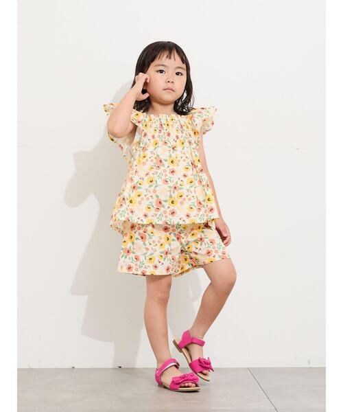Samansa Mos2 Lagom(サマンサモスモスラーゴム)の「☆シャーリング花柄ブラウス(セットアップ可)(シャツ/ブラウス・キッズ・オフホワイト/ネイビー・100/110/120/95/130)」の16枚目の写真