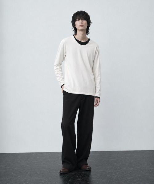 sunny branch（サニーブランチ）の「★Bd★レイヤード風 Uネック ロングスリーブTシャツ（Tシャツ/カットソー・レディース・ホワイト/チャコールグレー/グレー系/ブラック/マルチ・LARGE/X-LARGE/MEDIUM）」の16枚目の写真