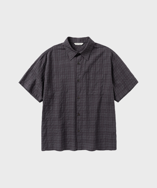 NONBLANK(ノンブランク)の「シアーチェッククロップHSシャツ_WINE GREY(シャツ/ブラウス・メンズ・バーガンディー・SMALL/MEDIUM/LARGE/X-LARGE)」の1枚目の写真