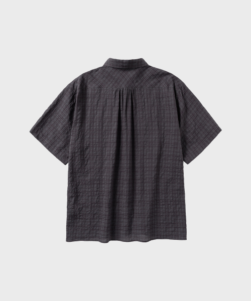 NONBLANK(ノンブランク)の「シアーチェッククロップHSシャツ_WINE GREY(シャツ/ブラウス・メンズ・バーガンディー・SMALL/MEDIUM/LARGE/X-LARGE)」の2枚目の写真