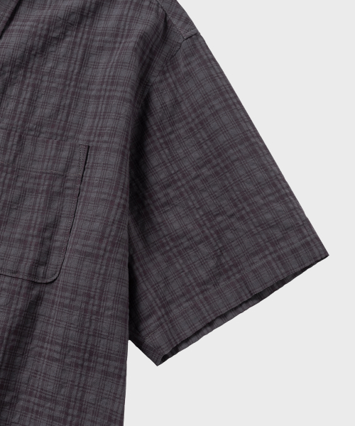 NONBLANK(ノンブランク)の「シアーチェッククロップHSシャツ_WINE GREY(シャツ/ブラウス・メンズ・バーガンディー・SMALL/MEDIUM/LARGE/X-LARGE)」の6枚目の写真