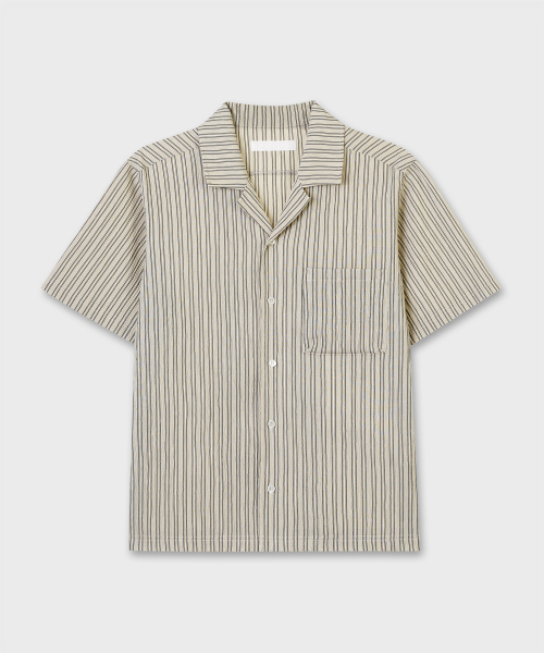 PLAC（プラック）の「シアサッカー ストライプシャツ 2カラー（シャツ/ブラウス・メンズ・ライトカーキ/スカイブルー・LARGE/MEDIUM）」の6枚目の写真