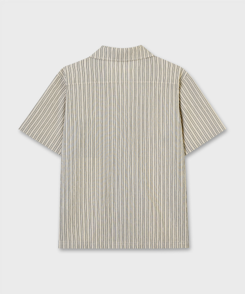 PLAC（プラック）の「シアサッカー ストライプシャツ 2カラー（シャツ/ブラウス・メンズ・ライトカーキ/スカイブルー・LARGE/MEDIUM）」の7枚目の写真