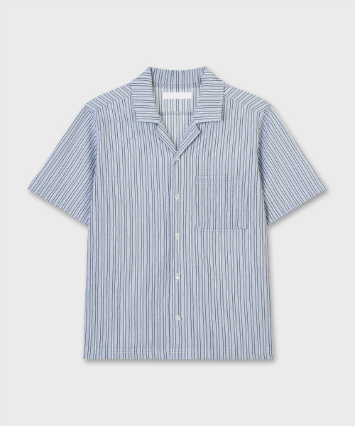 PLAC（プラック）の「シアサッカー ストライプシャツ 2カラー（シャツ/ブラウス・メンズ・ライトカーキ/スカイブルー・LARGE/MEDIUM）」の8枚目の写真
