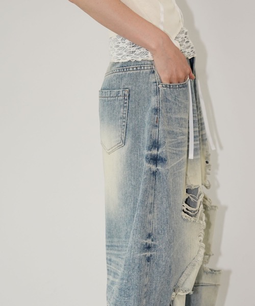 chuclla(チュクラ)の「ダメージワイドデニムパンツ chw26s348(デニムパンツ・レディース・ブルー・S/M/L)」の10枚目の写真