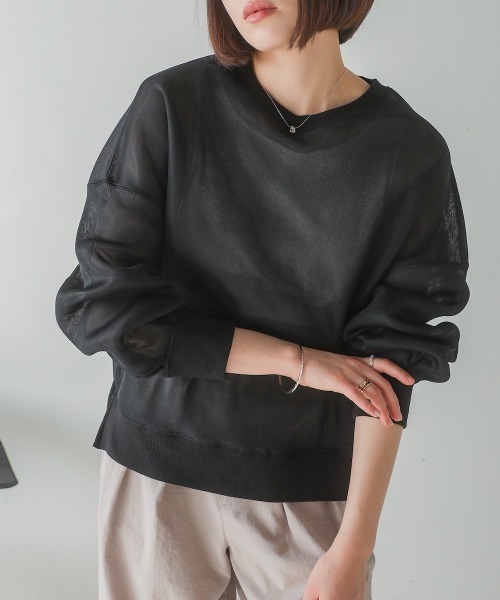 Bou Jeloud(ブージュルード)の「クリアダンボールプルオーバー(Tシャツ/カットソー・レディース・ブラック/ホワイト・FREE)」の2枚目の写真