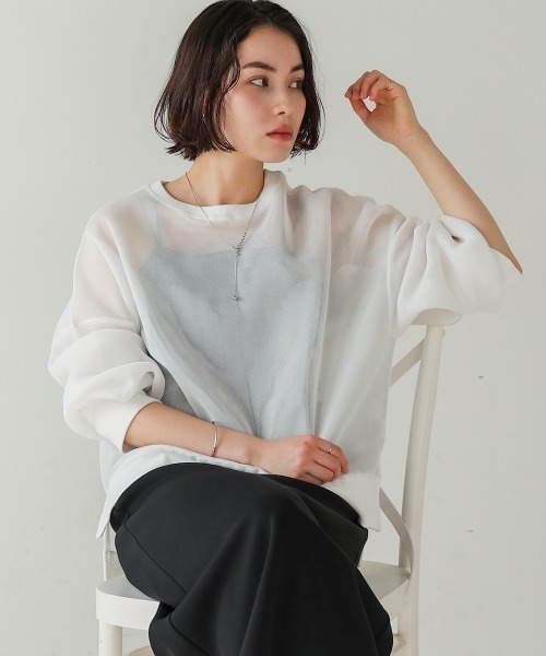 Bou Jeloud(ブージュルード)の「クリアダンボールプルオーバー(Tシャツ/カットソー・レディース・ブラック/ホワイト・FREE)」の3枚目の写真