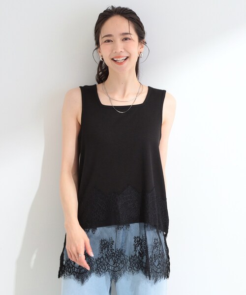 SHOO・LA・RUE（シューラルー）の「【前後2WAY/S-LL】レイヤードの幅が広がる 裾レースタンクトップ（タンクトップ・レディース・ブラック/ホワイト・03/04/02/01）」の10枚目の写真
