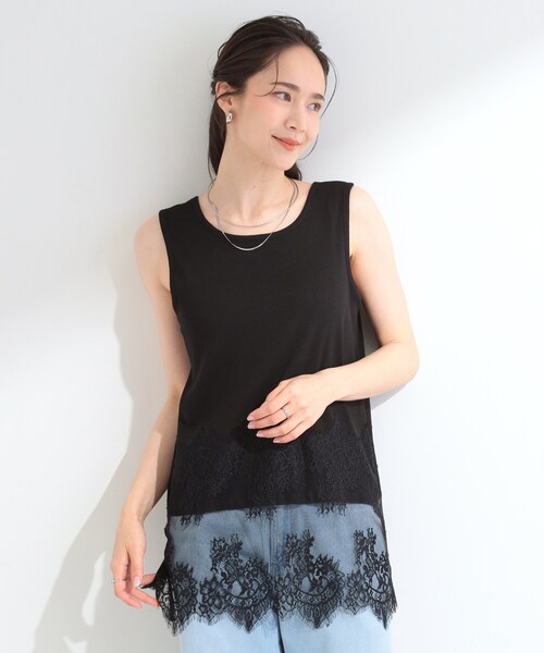 SHOO・LA・RUE（シューラルー）の「【前後2WAY/S-LL】レイヤードの幅が広がる 裾レースタンクトップ（タンクトップ・レディース・ブラック/ホワイト・03/04/02/01）」の12枚目の写真