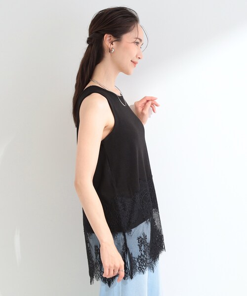 SHOO・LA・RUE（シューラルー）の「【前後2WAY/S-LL】レイヤードの幅が広がる 裾レースタンクトップ（タンクトップ・レディース・ブラック/ホワイト・03/04/02/01）」の13枚目の写真