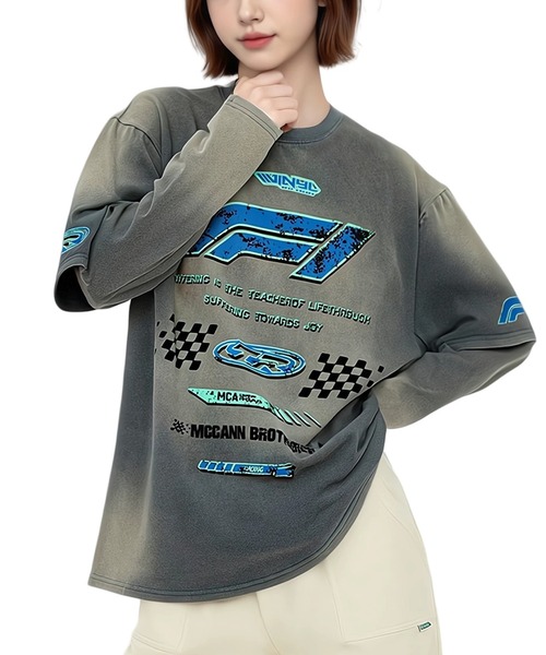 mushwear(マッシュウェア)の「レーシングレイヤードロンT(Tシャツ/カットソー・メンズ・ブラック・XX-LARGE/X-LARGE/LARGE/MEDIUM)」の2枚目の写真
