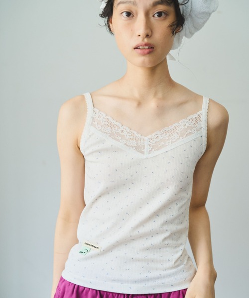 common gull products.（コモンガルプロダクツ）の「ひかりが薄い日のレースタンクトップ（タンクトップ・レディース・アイボリー/ホワイト系/ピンク系・フリー）」の5枚目の写真