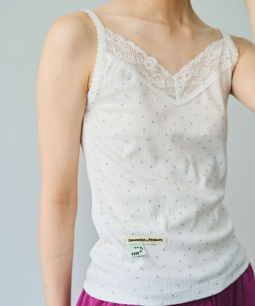 common gull products.（コモンガルプロダクツ）の「ひかりが薄い日のレースタンクトップ（タンクトップ・レディース・アイボリー/ホワイト系/ピンク系・フリー）」の9枚目の写真