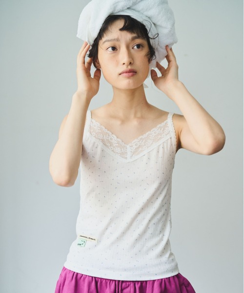 common gull products.（コモンガルプロダクツ）の「ひかりが薄い日のレースタンクトップ（タンクトップ・レディース・アイボリー/ホワイト系/ピンク系・フリー）」の12枚目の写真