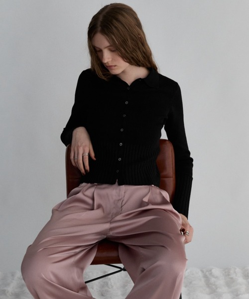 Aunt Marie's（アントマリーズ）の「ランダムリブポロニット（Tシャツ/カットソー・レディース・グレー/キャメル/ブラック/その他・FREE）」の16枚目の写真