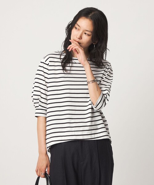green label relaxing(グリーンレーベルリラクシング)の「フォルム スリーブ ボーダー Tシャツ(Tシャツ/カットソー・レディース・ブラウン系/オフホワイト・FREE)」の10枚目の写真