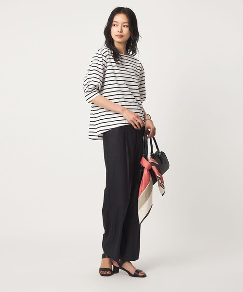 green label relaxing(グリーンレーベルリラクシング)の「フォルム スリーブ ボーダー Tシャツ(Tシャツ/カットソー・レディース・ブラウン系/オフホワイト・FREE)」の11枚目の写真