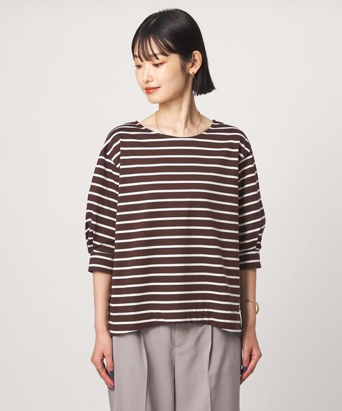 green label relaxing(グリーンレーベルリラクシング)の「フォルム スリーブ ボーダー Tシャツ(Tシャツ/カットソー・レディース・ブラウン系/オフホワイト・FREE)」の13枚目の写真