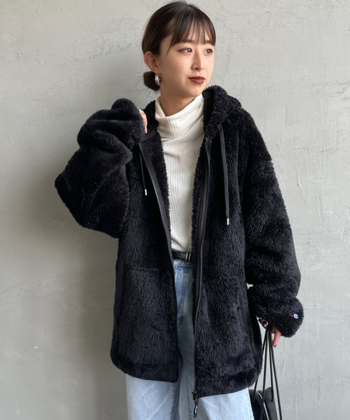 Champion（チャンピオン）の「【WEB先行予約】[Champion/チャンピオン] ボアフリース ジップフードジャケット(WEB限定)（その他アウター・レディース・ネイビー/ブラック・XL/M/L）」の9枚目の写真