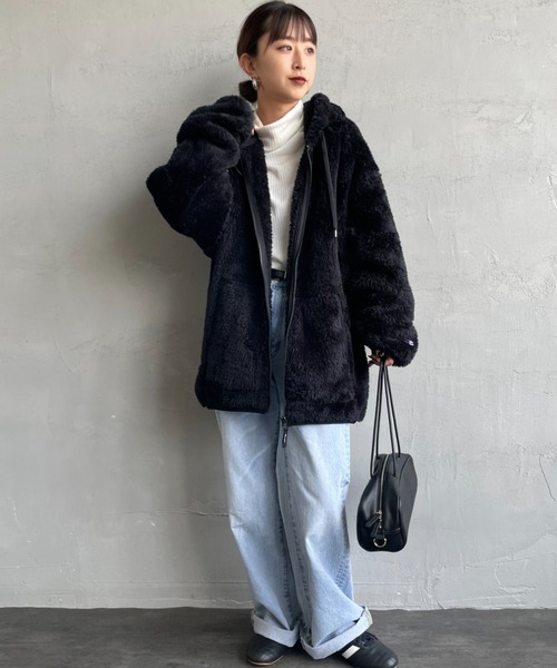 Champion（チャンピオン）の「【WEB先行予約】[Champion/チャンピオン] ボアフリース ジップフードジャケット(WEB限定)（その他アウター・レディース・ネイビー/ブラック・XL/M/L）」の12枚目の写真