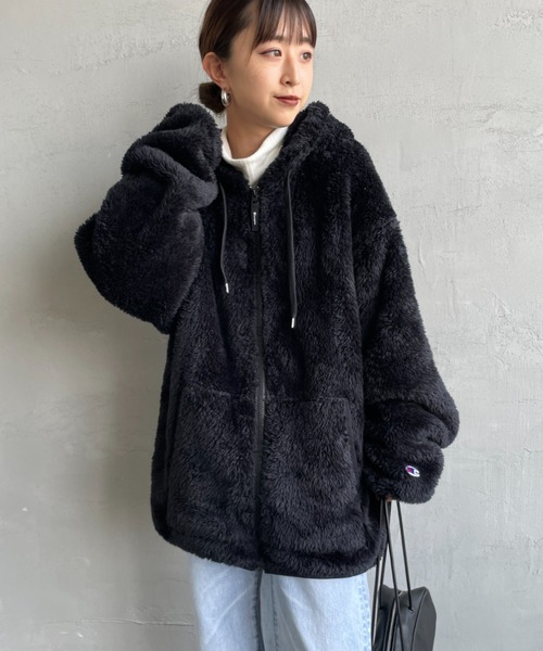 Champion（チャンピオン）の「【WEB先行予約】[Champion/チャンピオン] ボアフリース ジップフードジャケット(WEB限定)（その他アウター・レディース・ネイビー/ブラック・XL/M/L）」の15枚目の写真