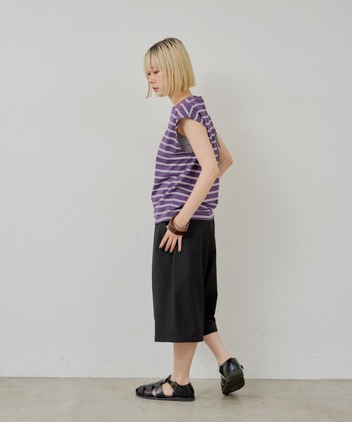 WHIMSIC（ウィムジック）の「【UNISEX/2サイズ展開】ボーダースリーブレスTシャツ（タンクトップ・メンズ・パープル/ブラウン/オフホワイト・2/1）」の17枚目の写真