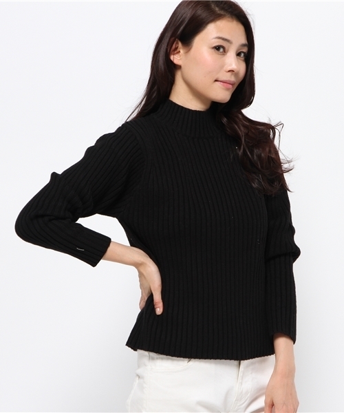 OUTLET（アウトレット）の「【mystic】リブタートルニットプルオーバー（ニット/セーター・レディース・キャメル/レッド/ブラック/オフホワイト・FREE）」の2枚目の写真