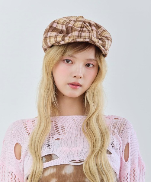 kaorinomori(カオリノモリ)の「kaorinomori ☆トフルハンチング / カオリノモリ(ハンチング/ベレー帽・レディース・ブラウン/ブルー/ピンク・M/57.5cm)」の4枚目の写真