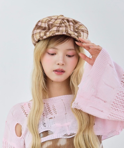 kaorinomori(カオリノモリ)の「kaorinomori ☆トフルハンチング / カオリノモリ(ハンチング/ベレー帽・レディース・ブラウン/ブルー/ピンク・M/57.5cm)」の5枚目の写真