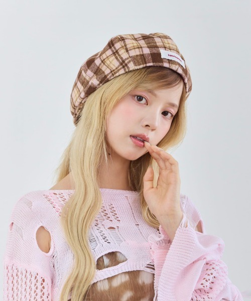 kaorinomori(カオリノモリ)の「kaorinomori ☆トフルハンチング / カオリノモリ(ハンチング/ベレー帽・レディース・ブラウン/ブルー/ピンク・M/57.5cm)」の6枚目の写真
