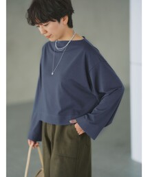 green label relaxing（グリーンレーベルリラクシング）の「＜スタイリスト兵藤千尋さんコラボ＞クロップド ワイド ロングスリーブ Tシャツ UVカット（Tシャツ/カットソー・レディース）」