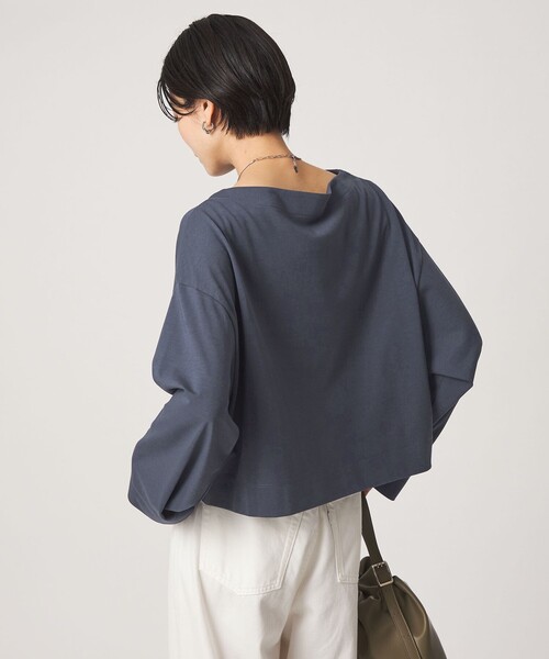 green label relaxing(グリーンレーベルリラクシング)の「<スタイリスト兵藤千尋さんコラボ>クロップド ワイド ロングスリーブ Tシャツ UVカット(Tシャツ/カットソー・レディース・ネイビー/オフホワイト/ダークグレー・FREE)」の7枚目の写真