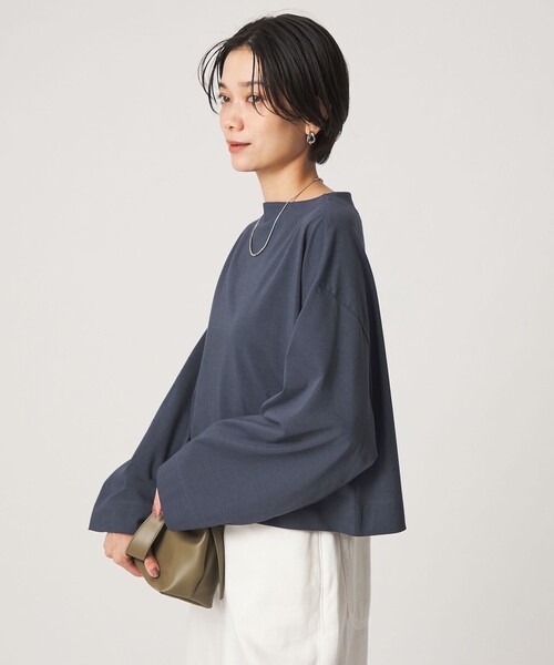 green label relaxing(グリーンレーベルリラクシング)の「<スタイリスト兵藤千尋さんコラボ>クロップド ワイド ロングスリーブ Tシャツ UVカット(Tシャツ/カットソー・レディース・ネイビー/オフホワイト/ダークグレー・FREE)」の8枚目の写真