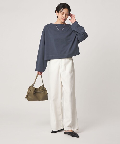 green label relaxing(グリーンレーベルリラクシング)の「<スタイリスト兵藤千尋さんコラボ>クロップド ワイド ロングスリーブ Tシャツ UVカット(Tシャツ/カットソー・レディース・ネイビー/オフホワイト/ダークグレー・FREE)」の10枚目の写真