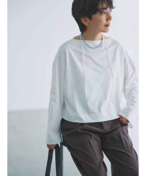 green label relaxing(グリーンレーベルリラクシング)の「<スタイリスト兵藤千尋さんコラボ>クロップド ワイド ロングスリーブ Tシャツ UVカット(Tシャツ/カットソー・レディース・ネイビー/オフホワイト/ダークグレー・FREE)」の11枚目の写真